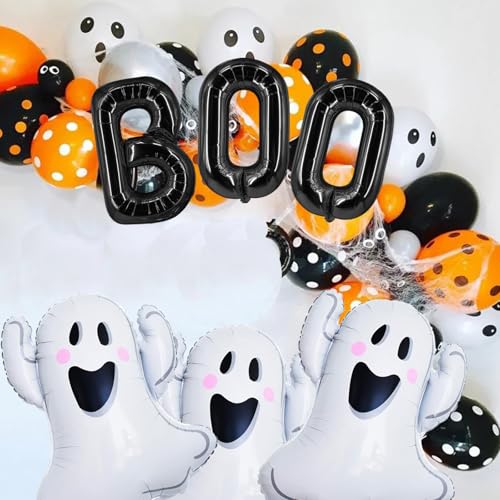 Halloween Foil and Ghost Balloon Set - 6 Pieces for Party Decorations