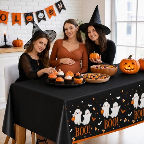 Halloween Baby Shower Tablecloth Set - A Little Boo Is Almost Due, Waterproof, 3 Pack