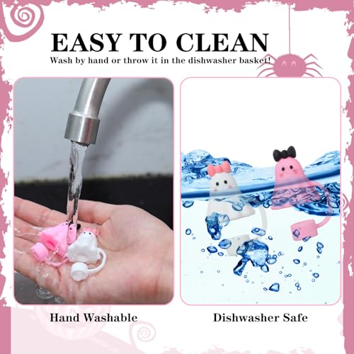 Halloween Ghost Straw Toppers 4 Pack for 30oz & 40oz Tumblers - Ghost 2 Variation