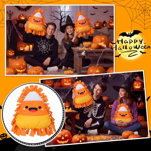 Halloween Candy Corn Pillow DIY Craft Kit - 6 Sets, No-Sew Fall Decoration