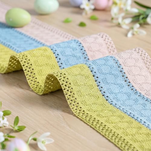 Farmhouse Style Table Runner 12x90 Inch - Yellow Blue Pink Rustic Decor