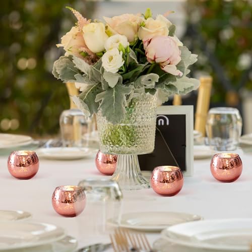 Set of 24 Rose Gold and Gold Candle Holders for Weddings & Events - 2 Inch