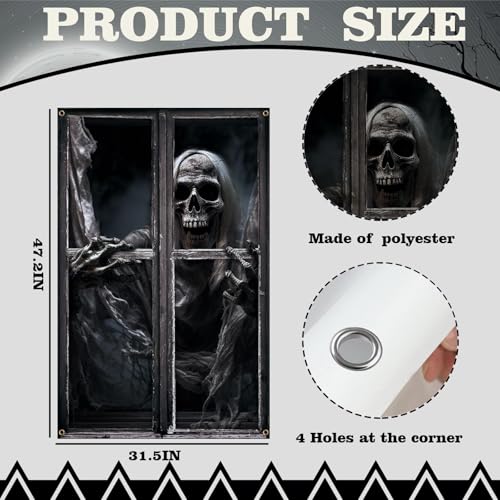 Halloween Horror Skull Window Curtain - Spooky Halloween Party Decoration - Variation: Halloween-1