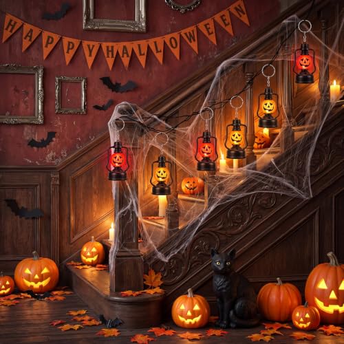 Halloween Mini Pumpkin Lantern Keychain - Bulk 12 Pcs, 3.1 Inch, Pumpkin Variation
