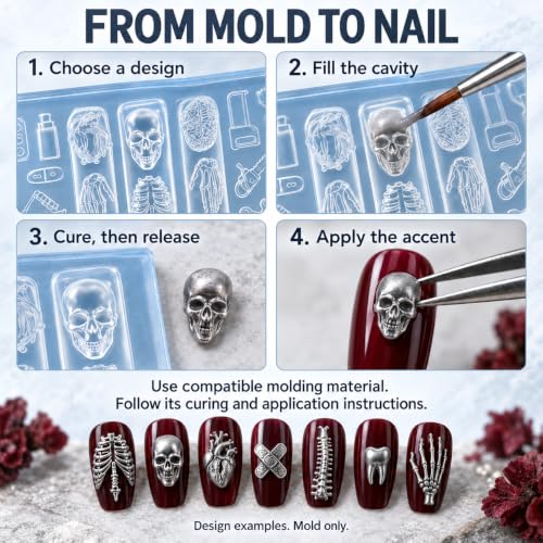 3D Halloween Nail Mold Accessories Set - Gothic Retro Art Manicure Tools