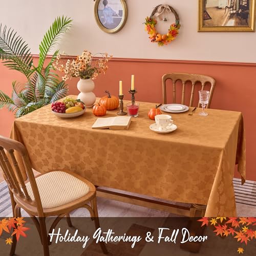 Autumn Fall Tablecloth Rectangle 60x144 Inches - Amber, Thanksgiving Decor