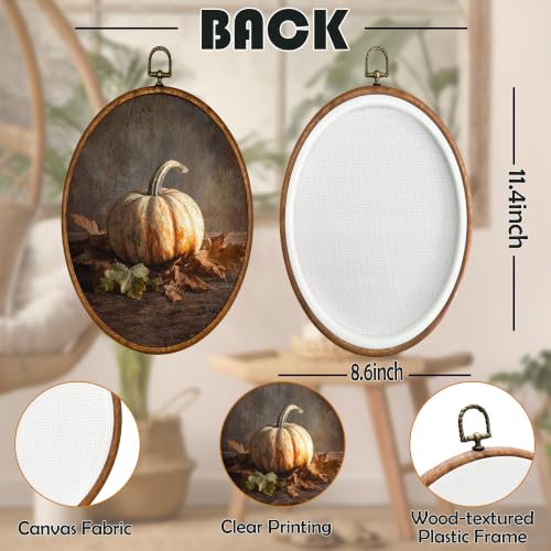 Vintage Rustic Pumpkin Fall Oval Wall Art - Fall-27 8.6x11.4 Inches