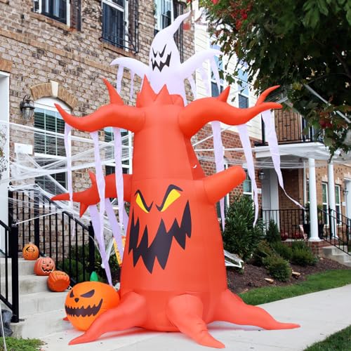 10 FT Halloween Inflatable Dead Tree with Ghost and Pumpkin Outdoor Decor
