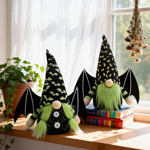 Green Halloween Bat Gnome Plush Decor for Tier Tray, Home & Holiday
