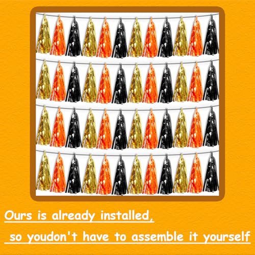 Black Gold Orange Tassel Garland Banner 40ft Metallic Fringe Streamer Party Decor