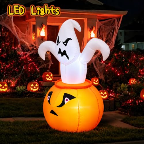 4FT Halloween Inflatable Ghost in Pumpkin Outdoor Decoration with Lights
