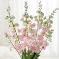 Pink Artificial Delphinium Flowers 34 Inch Tall Faux Silk Flower Stems for Home Wedding Decor - Set of 4