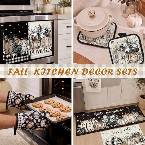 Black Polka Dot Pumpkin Fall Kitchen Decoration Gift Set - 10 Pieces, Variation: Black Pumpkin