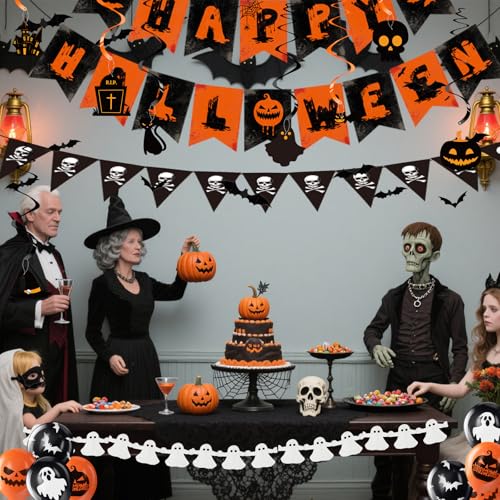 Halloween Party Decoration Set with Banners, Garlands & Balloons