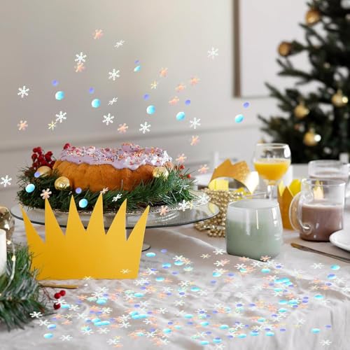 Snowflake Confetti - 1500pcs Silver Laser Snowflakes for Winter Wedding Birthday Party