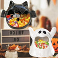 Halloween Ceramic Candy Bowls Set - Ghost & Bat Treat Holders