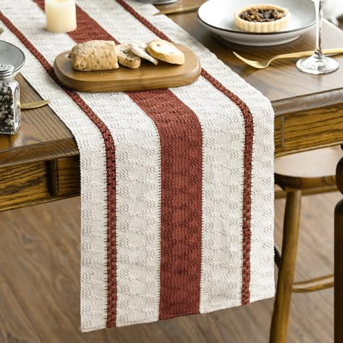 Caramel Rustic Woven Table Runner 12x48 Inch - Durable Home Decor