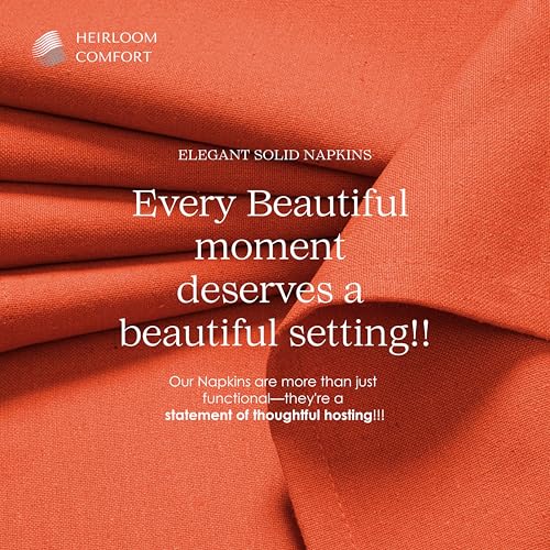 Bright Orange Cotton Napkins 17x17 Set of 12 - Reusable & Absorbent