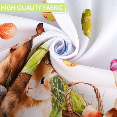 Roszwtit Spring Easter Bunny Oval Tablecloth 60x120 Inches - Waterproof & Durable, Spring Egg & Floral Design, Variations Available
