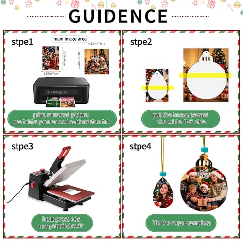 Sublimation Blanks for Christmas & Holiday Decorations - 48 Pcs PVC Ornaments