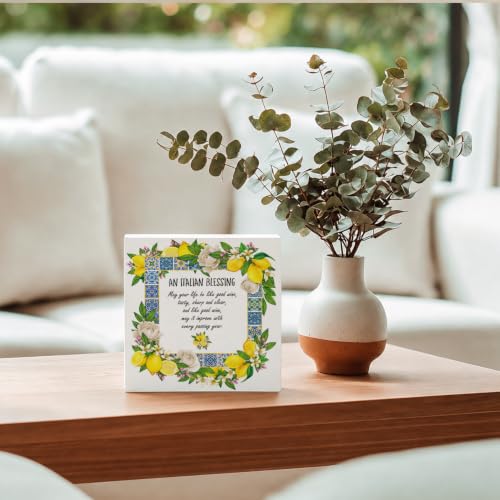 Lemon Wooden Sign Decor - 5x5 Inch Wall or Desk Accent