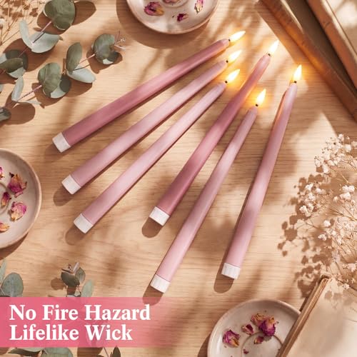 Flameless LED Taper Candles 24 Pack - Light Pink, 11 Inch Battery-operated