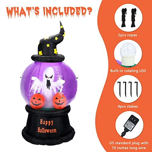 6 Ft Halloween Inflatable Outdoor Yard Decor with Built-in LED Snow Globe Pumpkin & Ghosts