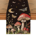 Autumn Mushroom Moon and Moth Table Runner - Seasonal Kitchen Decor 13x72 Inch