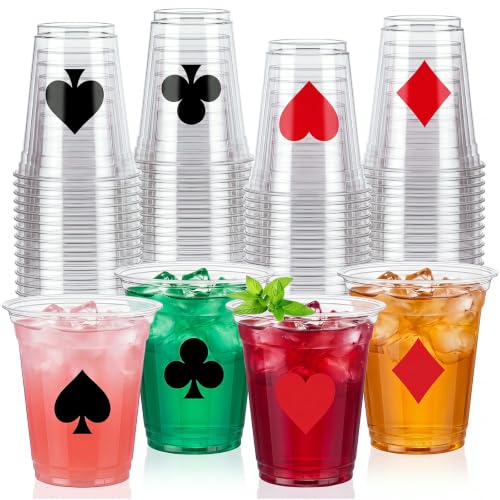 120 Pcs Halloween Playing Card & Plastic Cup Set - 12 oz Disposable Party Cups - Variation: Poker