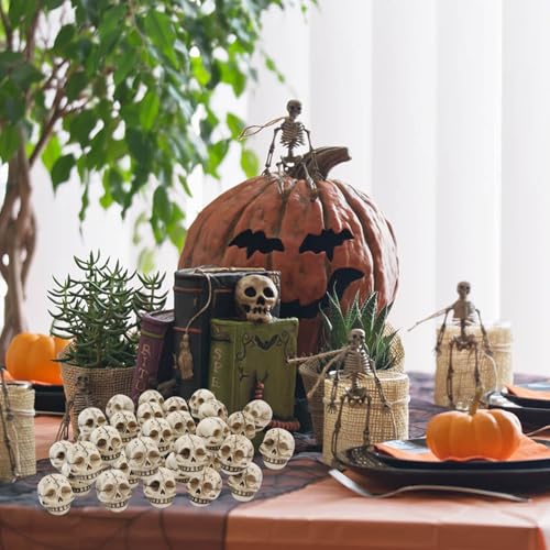 Mini Halloween Skeleton Head Figurines Set - Resin 20 Pcs - Styl2