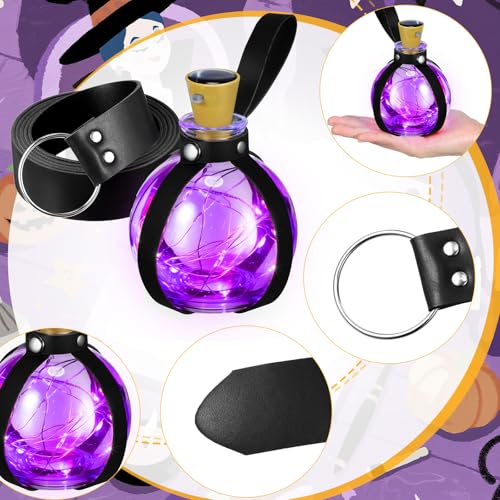 Halloween Witch Potion Bottle Solar Light - Black with Purple Light, 200ml Glass Decor