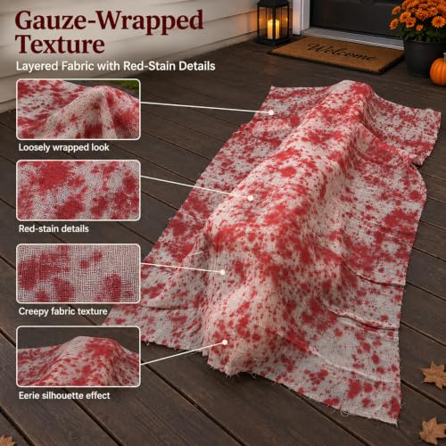 Life-Size Creepy Halloween Zombie Prop 5.4 Ft Outdoor Yard Decoration with Blood-Stained Gauze