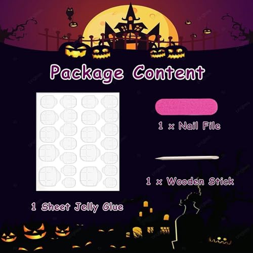 Halloween Press On Nails Long Stiletto Fake Nails with Blood Drop Design - Variation 13