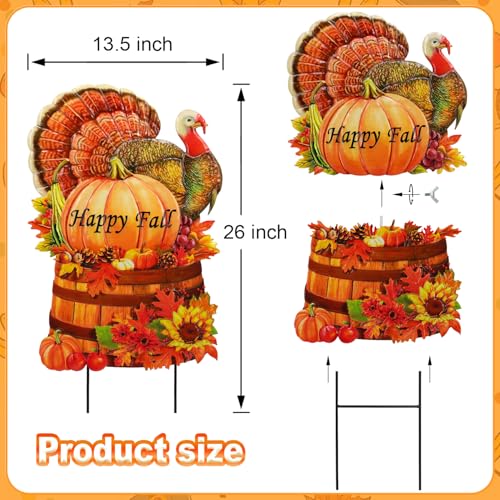 Thanksgiving Metal Turkey Garden Stake Decor - Fall Outdoor Yard Decoration - Variation of Turkey