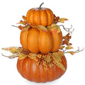 Artificial Pumpkin Fall Décor - Autumn Table Centerpiece with Faux Berries & Maple Leaves - Color #5