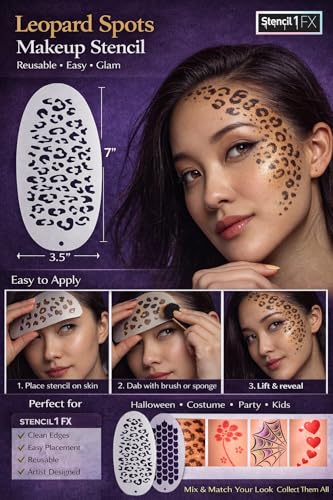 Leopard Spots Face Makeup Stencil for Halloween Cosplay Face Paint - Variation of THIS Listing