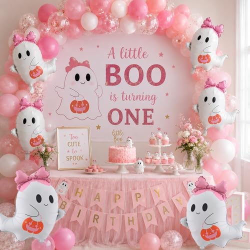 Halloween Ghost Balloons Set - 6 Foil Party Decorations for Halloween & Themed Events