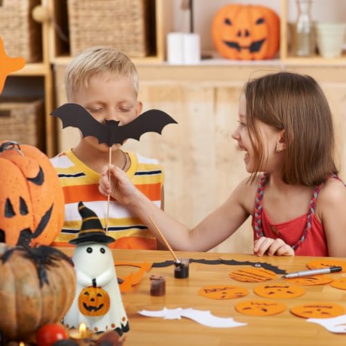 Halloween Ghost Figurine with Pumpkin Lantern - Ceramic Ghost Decor for Holiday Festivities