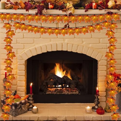 Fall Maple Leaf String Lights - 13.5ft Outdoor Indoor Halloween Thanksgiving Decor