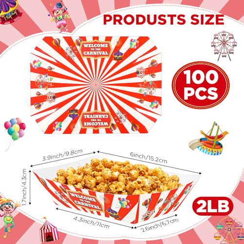 Carnival Themed Disposable Food Trays - 200 Pack for Parties & Events