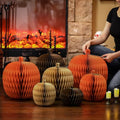 7 Pcs Fall Pumpkin Honeycomb Centerpieces - 3D Paper Decorations for Autumn & Halloween
