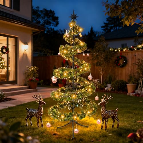 6ft Wrought Iron Christmas Tree Ornament Stand Black Scroll Space Saver