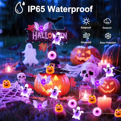 Halloween String Lights Ghost Variation - 16ft 50 LED Outdoor Decor