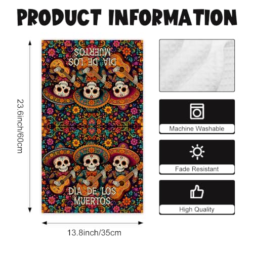 2 Pcs Dia De Los Muertos Skeleton Band Kitchen Towels - Towel38 Variation