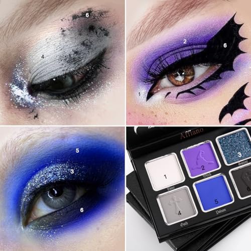 Witch Poison Eyeshadow Palette - Black Blue Purple Goth Makeup, Matte & Shimmer, 6 Colors - Variation #03