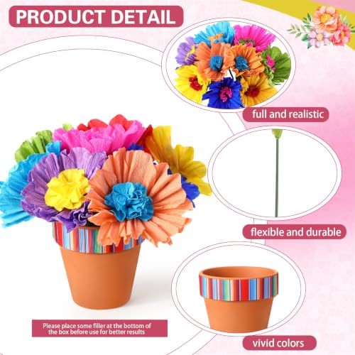 YooNotee 24 Pcs Mexican Fiesta Decorations Clay Pot Centerpieces - Vibrant Colors