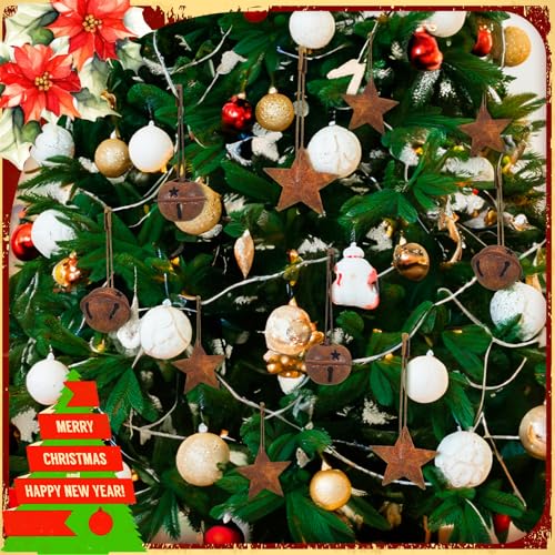 Rustic Christmas Jingle Bell and Star Safety Pins - 200 pcs Holiday Decor