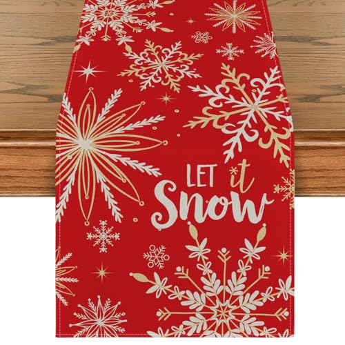 Artoid Mode Snowflakes Winter Table Runner 13x72 Inch - Red Home Decor