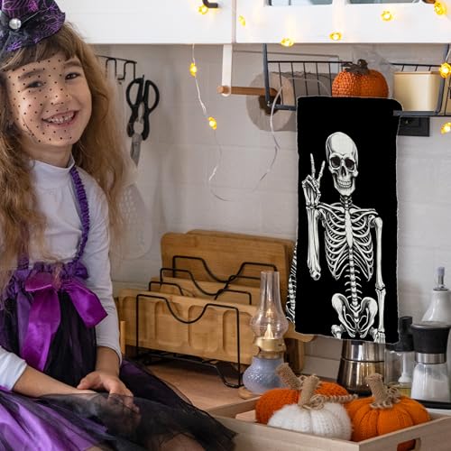 Halloween Skeleton Hand Kitchen Towels Set of 2 - Black-3 Spooky Decor Gift