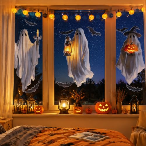 Large Halloween Ghost Window Clings - Creepy Ghost Stickers for Window Decoration